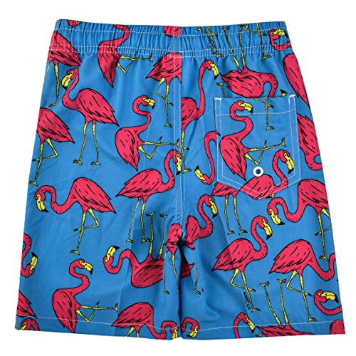 Boys Swim Trunks Quick Dry Beach Shorts - Flamingo Dark Blue