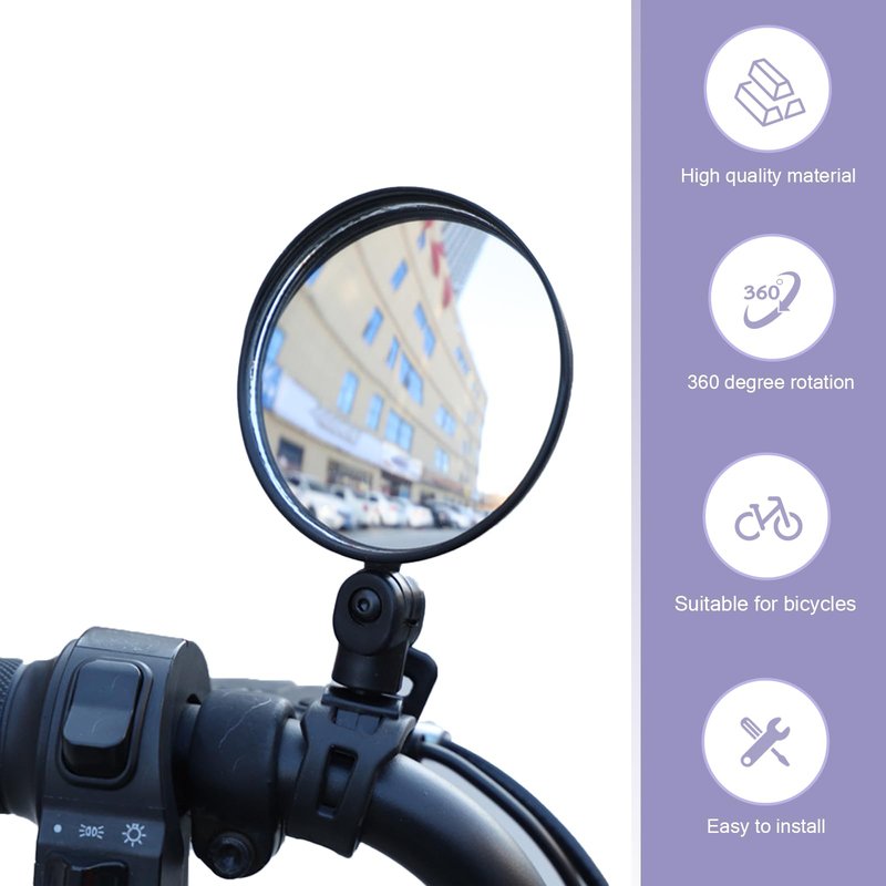 Arwrilt 2 PCS Bike Mirror Handlebar Mount, Adjustable Rotatable Bike Rear View Mirror with HD Glass, Quick Install Bicycle Bar End Mirror, Safe Cycling Convex Mirror, for Mountain Road Bikes (Black)
