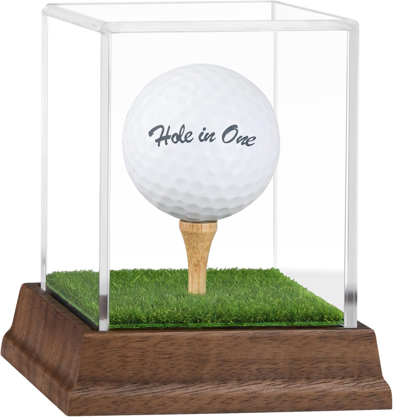 Wanult Golf Ball Display Case - Premium Acrylic Holder with Wood Base & Lifelike Turf | Perfect Gift for Golf Enthusiasts