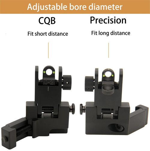 45 Degree Offset Flip Up Iron Sights, Rapid Transition Backup Fiber Optics Iron Sights Low Profile Front and Rear Sights with Red and Green Dots Compatible with Picatinny Weaver Rails