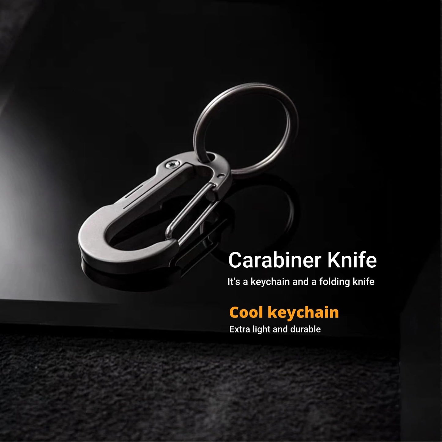 ResafeLy Titanium Carabiner Clip for Keys,Multifunctional EDC Keychain with Keyring,Backpack Accessory,Cool Gadget for Daily Use (02 Grey-Knife)