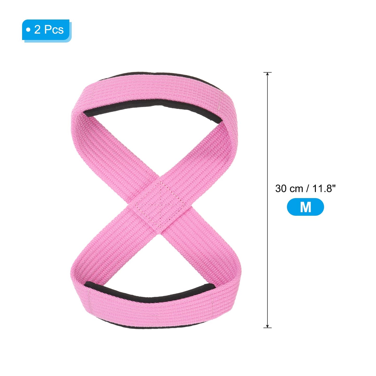 PATIKIL Figure 8 Lifting Strap, 2 Pack Weightlifting Wrist Wraps Dead Lift Padded Grips 8 Loop Weight Lifting Straps for Fitness Power Strength Training, Stripe Pink, M