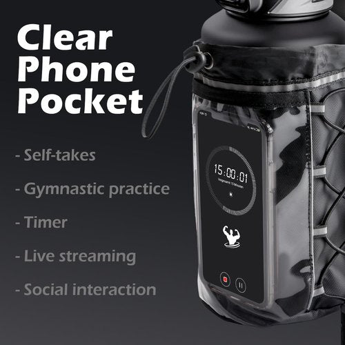 TAEYONK Magnetic Gym Bag for Men Women, Magnetic Gym Water Bottle Bag/Holder with Clear Phone Pouch, Built-in 5 Magnets, Fitness Gym Gifts, Gym Accessories