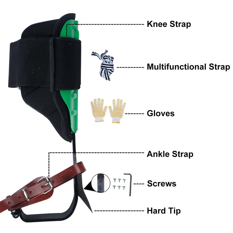 tonchean Tree Climbing Spikes, Height Adjustable Tree Climbing Gear, 350lbs Load Capacity Climbing Spurs Arborist Equipment Tree Climbing Kit for Tree Work, Climbers, Hunting, Fruit Picking