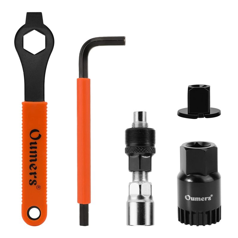 Oumers Bike Crank Puller Tool Set, Bike Crank Extractor + Bicycle Bottom Bracket Remover + 16mm Spanner Wrench + Hexagonal Wrench for Removing