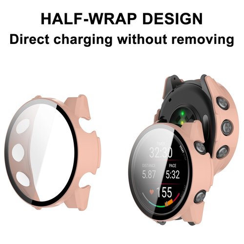 HXFRTYU 8 Pack Case for Garmin Forerunner 970 Smartwatch Screen Protector, Hard PC Bumper Overall Protective Tempered Glass Cover Accessories for Women Men