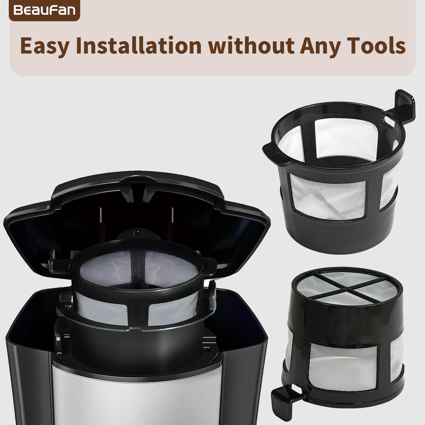 Beaufan 1 Pack Reusable Coffee Filter Compatible with BLACK+DECKER CM618 Single Serve Coffee Maker