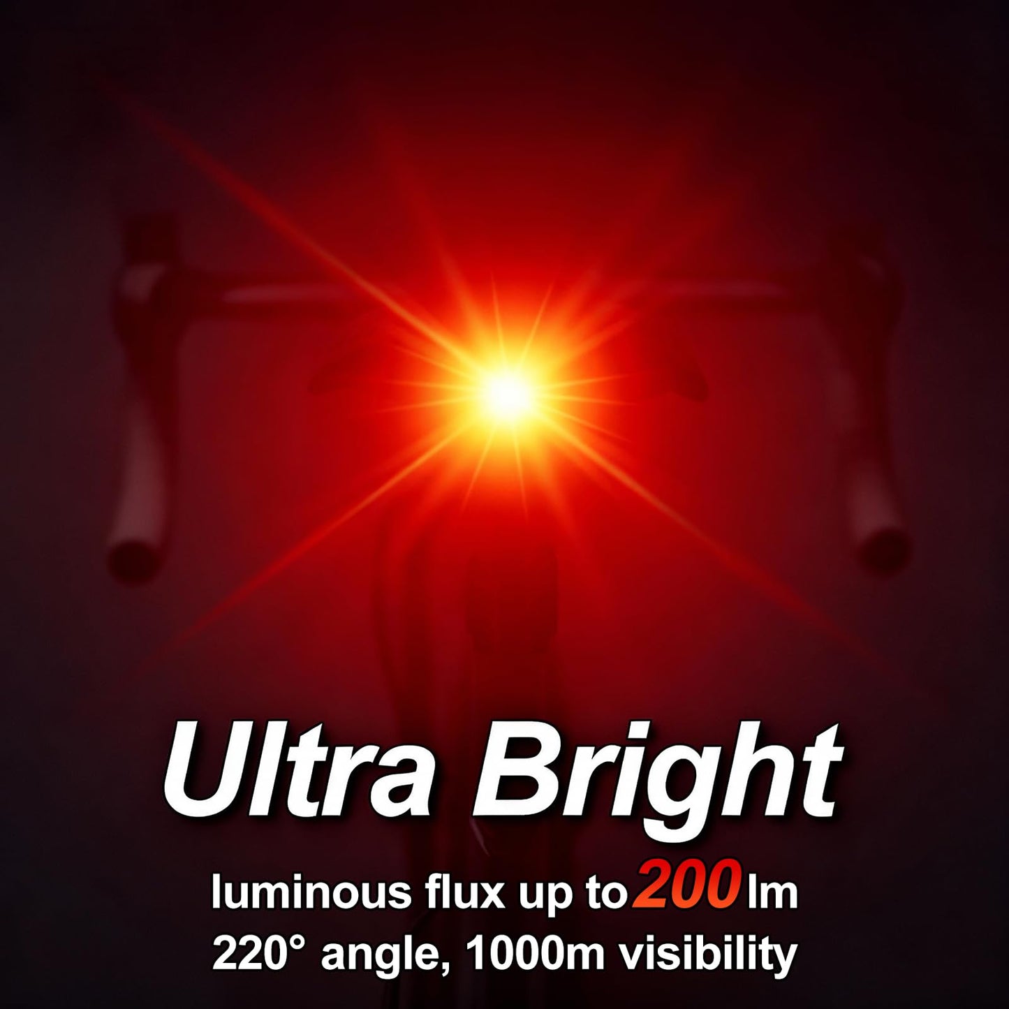 Cruxer Ultra Bright Bike Tail Light 200 Lumen Compact Bicycle Rear Light, USB-C Rechargeable, Smart Brake Sensing up to 300 Lumen, 8 Light Intensity Levels, 4 Lighting Modes, IP66 Waterproof
