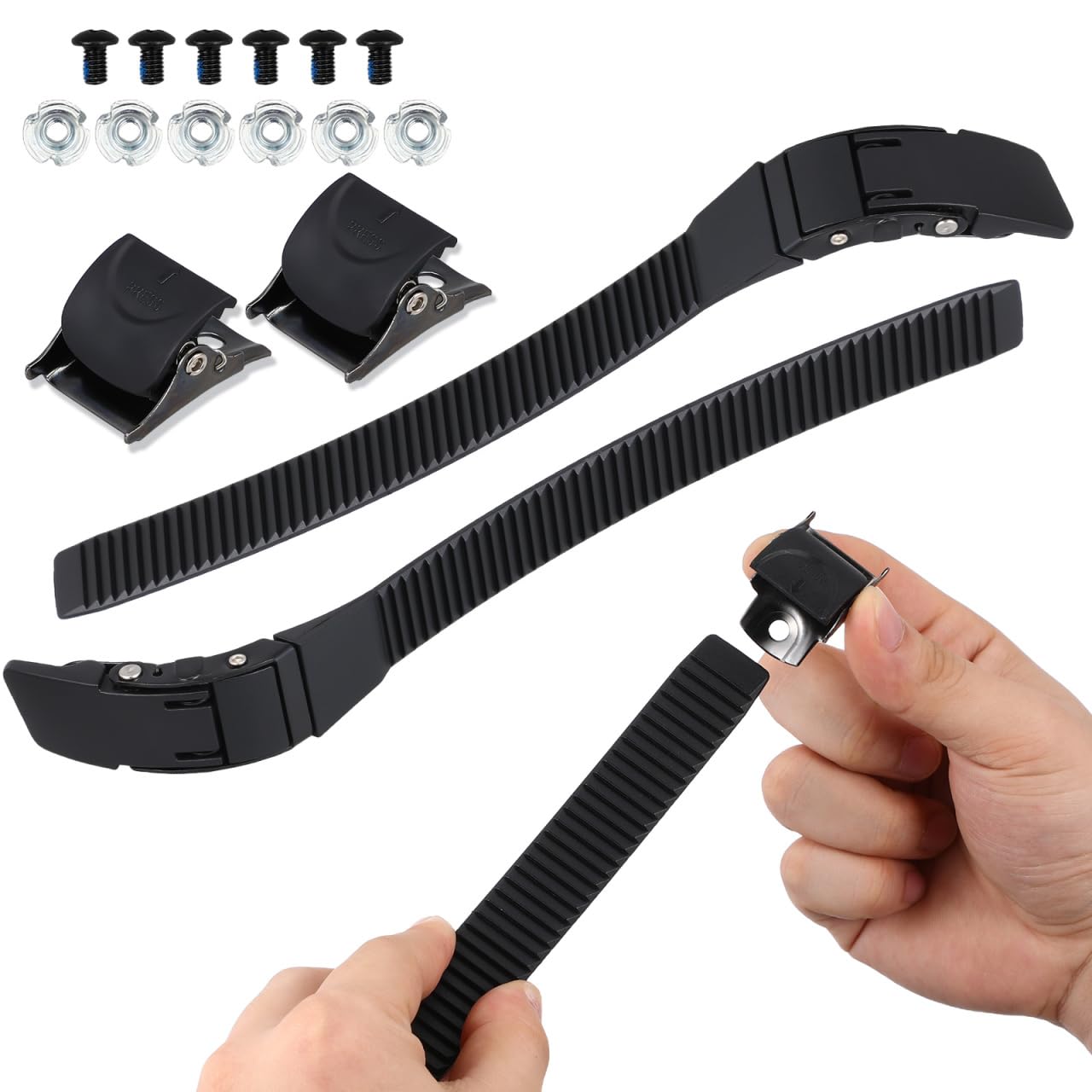 LIOOBO 2 Set Inline Skate Straps Replacement Parts: Adjustable Roller Brake Strap Skating Shoes Buckles with Screws Nuts Universal Roller Skate Accessories for Men Women Boys Girls Kids