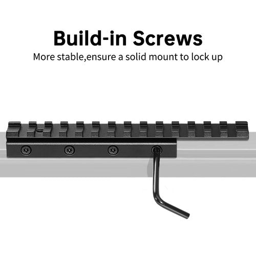 Bontok Dovetail to Picatinny Rail Adapter, 11mm Dovetail to 21mm Upgraded Build-in Locking Screws Picatinny Rail Low Profile Scope Mount Converter Base 3/8" to 7/8" Converter-14 Slots-Black-(1 Pack)