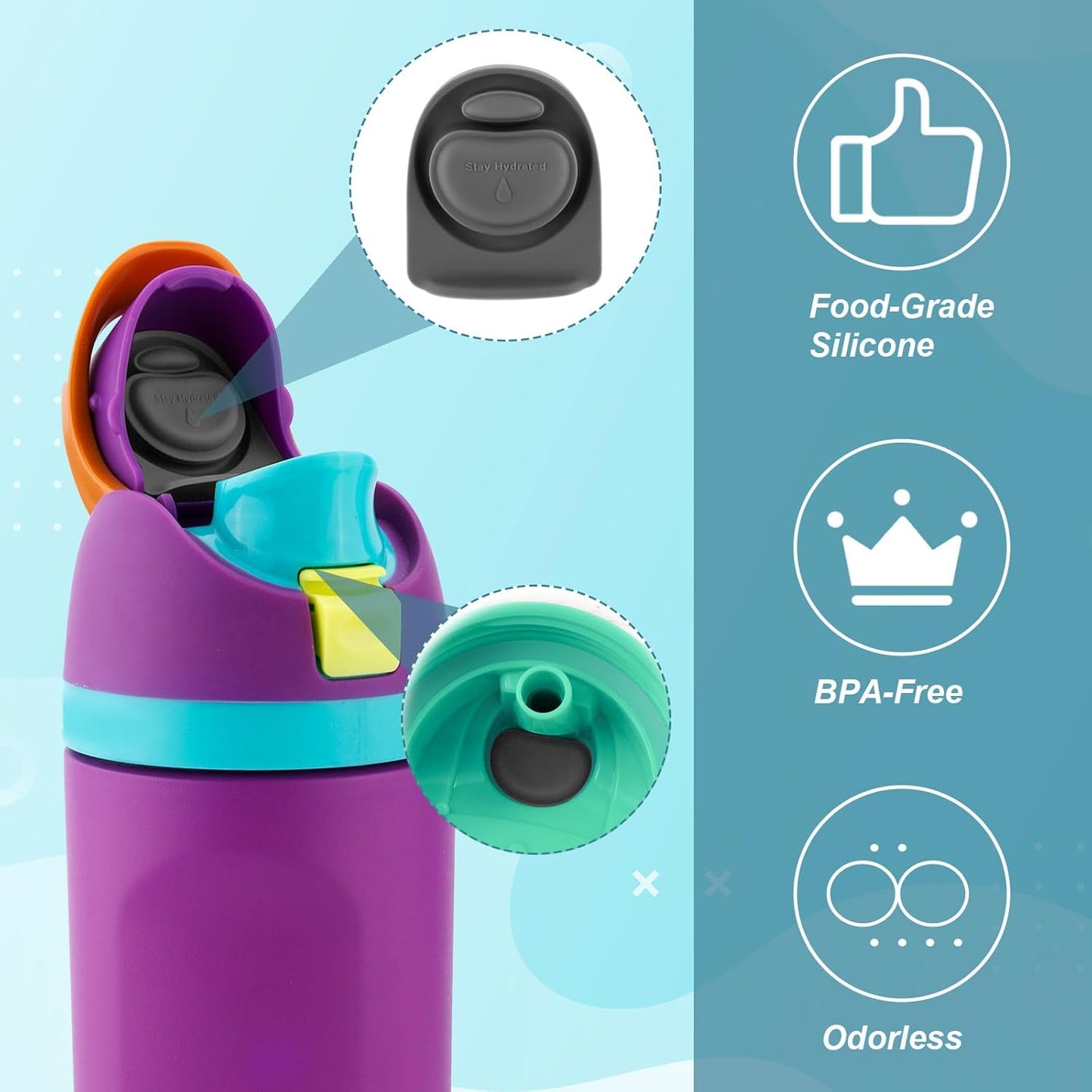 Owala | 2-Pack Bottle Seal Ring & Replacement Stopper - BPA-Free Silicone O-Ring for 24oz & 32oz Water Bottles