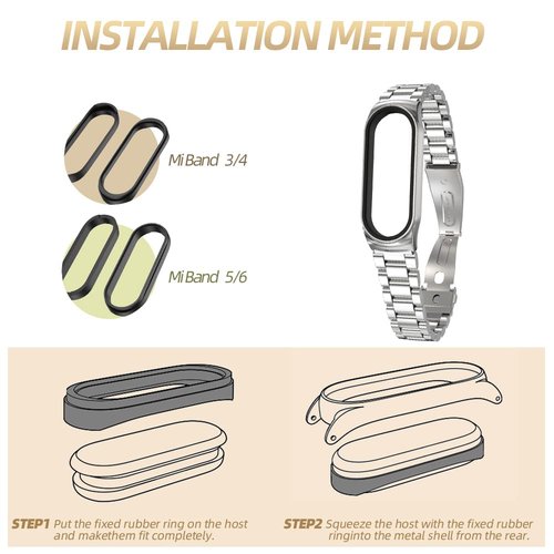 MIJOBS Strap for Xiaomi Mi Band 6 Mi Band 5, Metal Strap Compatible with Mi Band 4 Mi Band 3 Replacement Wristband Stainless Steel Watch Band for Men Women