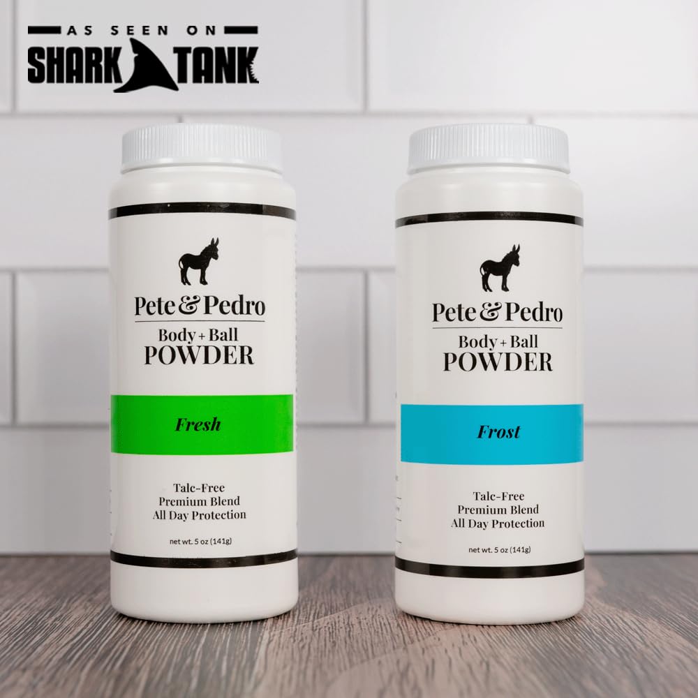 Pete & Pedro Body & Ball Powder Frost Cooling Sensation, Talc-Free Ball Powder for Men | Helps With Odor & Absorbs Moisture & Sweat | Deodorant Hygiene For Groin | Shark Tank Featured, 4.4 oz.