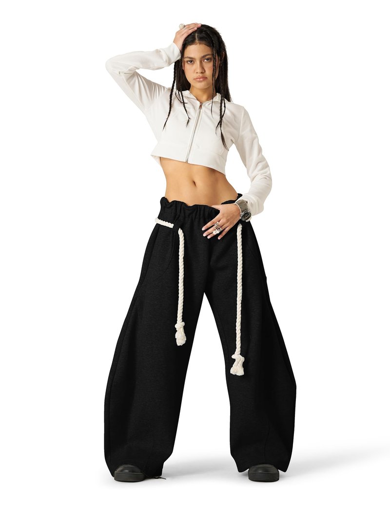 Aelfric Eden Super Baggy Barrel Sweatpants Wide Leg Pants for Women Men Casual Elastic Waist Unisex Lantern Trouser Pants Black XL