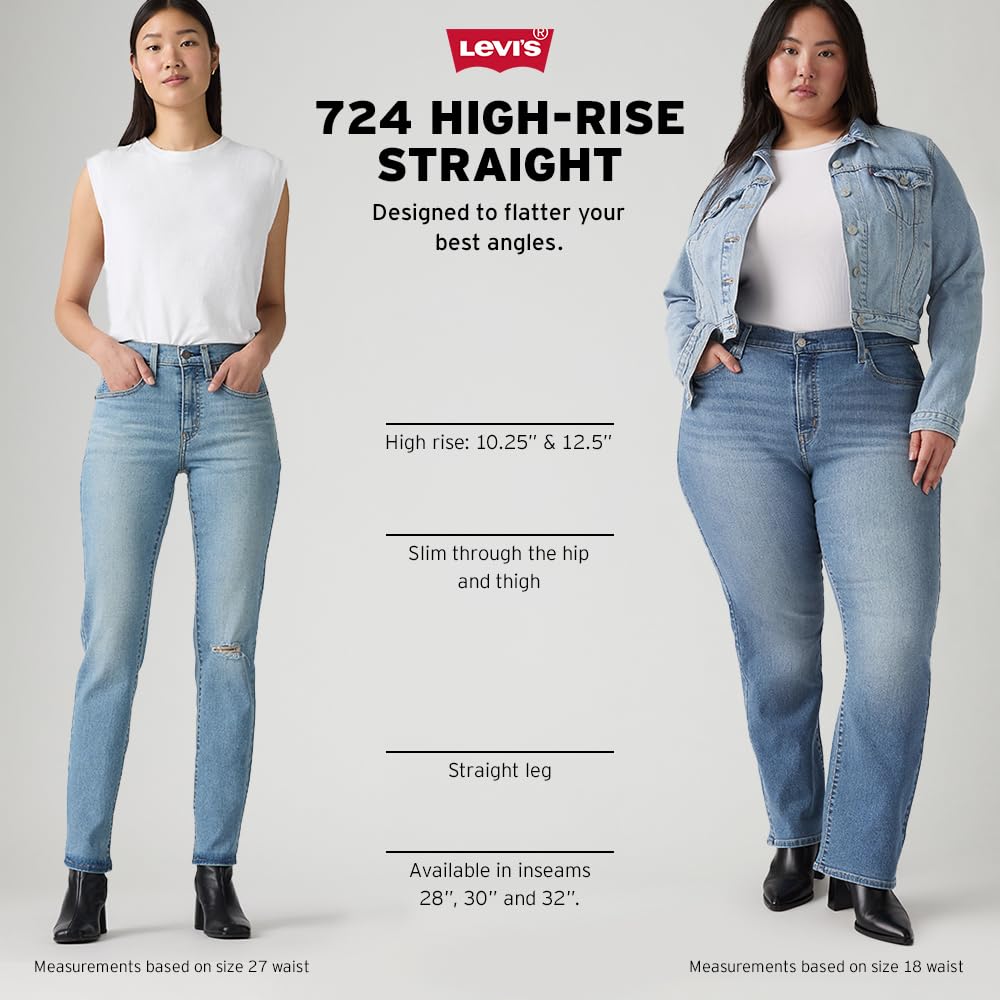 Levi's Women's 724 High Rise Straight Jeans (Also Available in Plus), (New) Eternal Indigo Mid, 29 Regular
