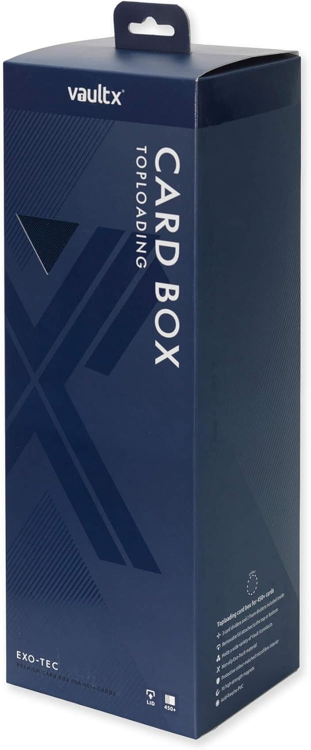 Vault X Trading Card Storage Box - Premium Exo-Tec Material, Detachable Magnetic Lid & Dividers | Blue