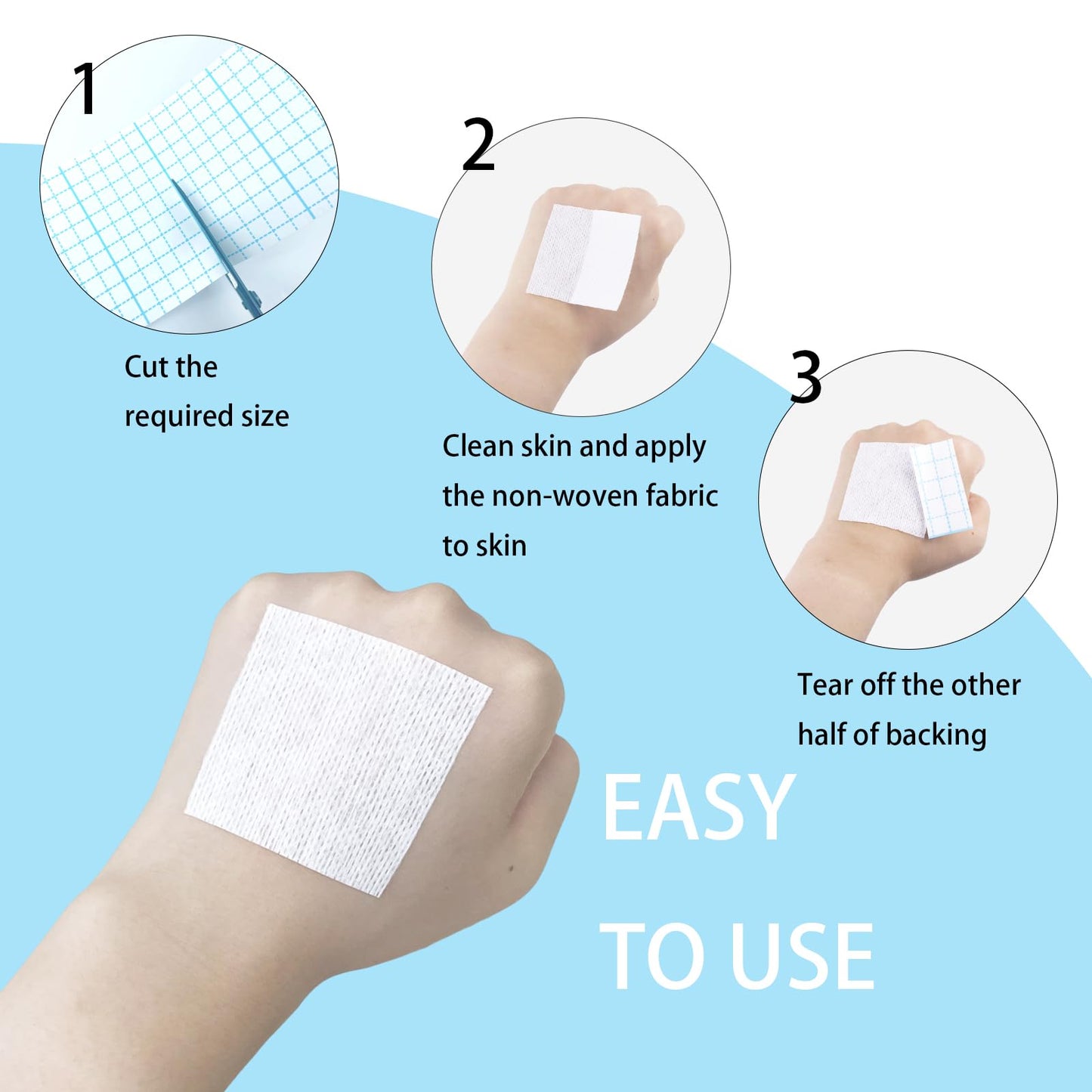 2 Rolls Non-Woven Cover Roll Stretch Tape 10.9 Yard Non-Woven Adhesive Bandages Breathable Bandage Tape(3.93 Inch)