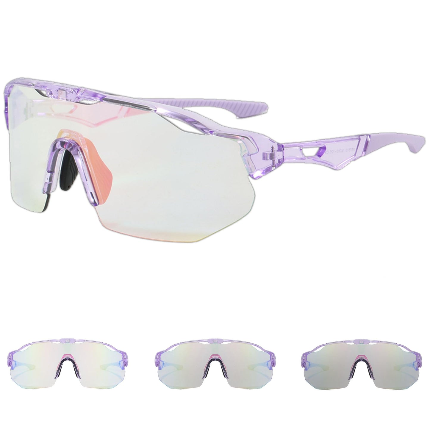 OZOKSKS Photochromic Sports Sunglasses For Men Women|Safety Glasses For Cycling Driving Running Fishing|UV400 Protection Sunglasses(Purple Frame Pink Lens)