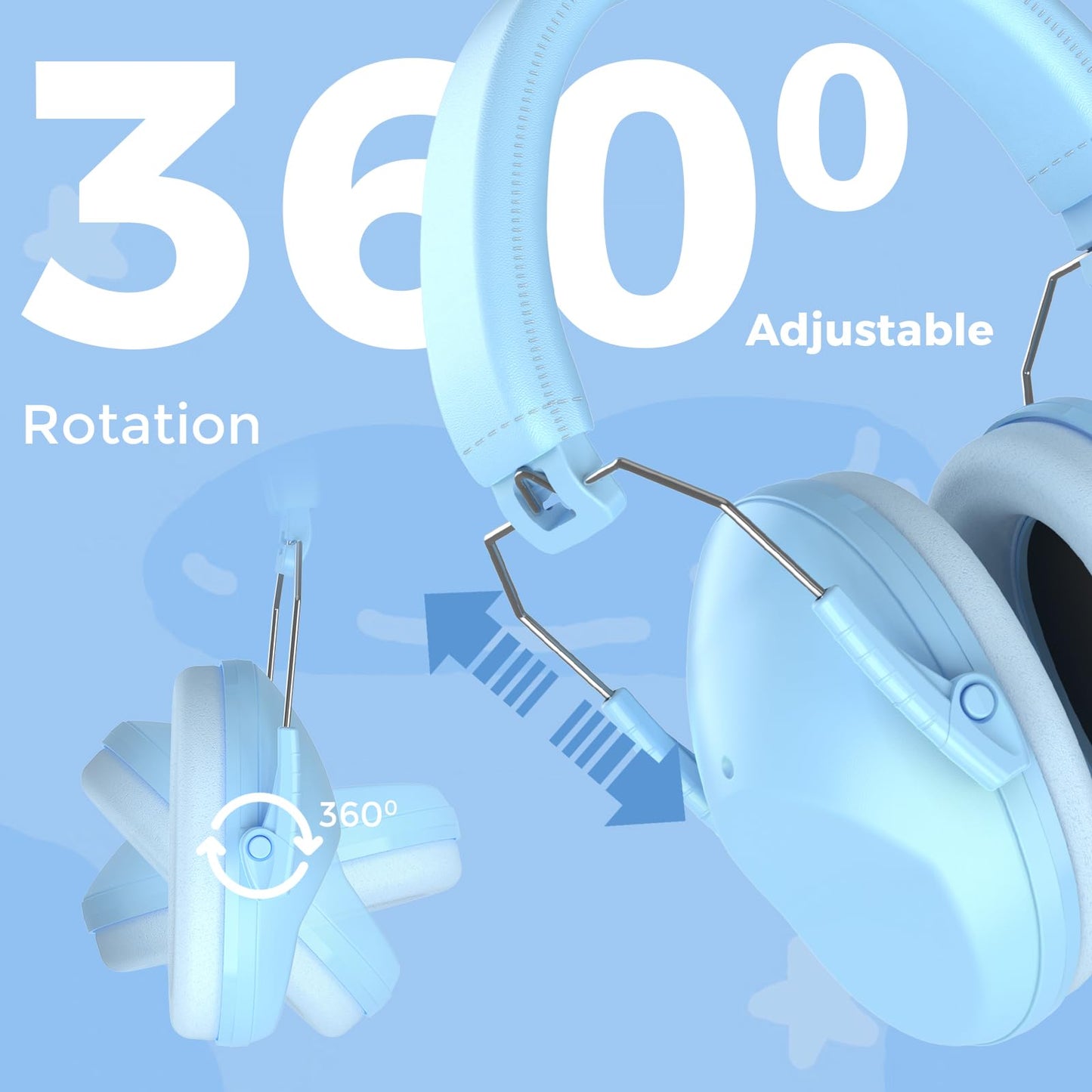 ProCase Kids Noise Cancelling Headphones, Kids Toddler Ear Protection, SNR 26 dB Ear Muffs for Noise Reduction for Autism Children, Hearing protection Earmuffs for Fireworks Flight Study -Skyblue