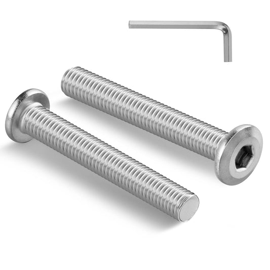 BNUOK 1/4-20 Bolt, 20Pcs 1/4-20 x 3 Flat Head Hex Socket Cap Screws, 304 Stainless Steel 18-8 Furniture Bolts, Full Thread (with Hex Spanner)