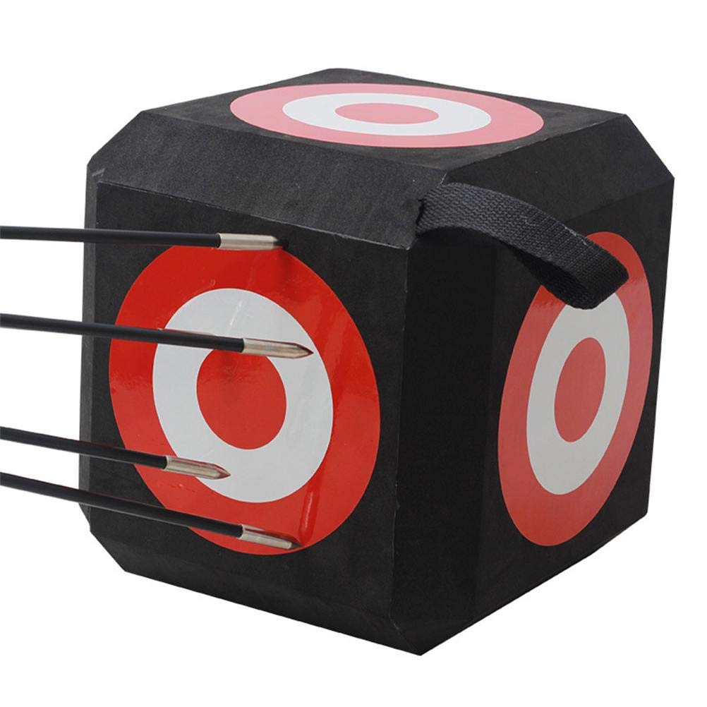 Srliya 6-Sided EVA Archery Target Cube Durable Self Healing Foam Block for Recurve Bow, and Practice, Portable Archery Target with Carry Handle (Figure)