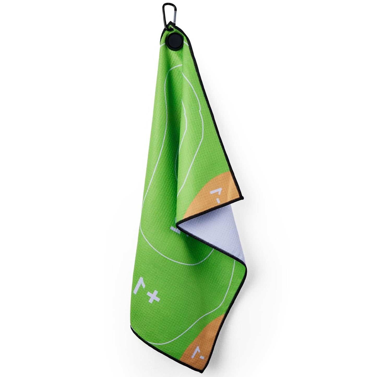 Gbourly Magnetic Golf Towels with Clip, Microfiber Waffle Design, Industrial Strength Magnet for Strong Hold to Golf Bags, Carts & Clubs (Multiple Colors Available) (Green Hole in One)