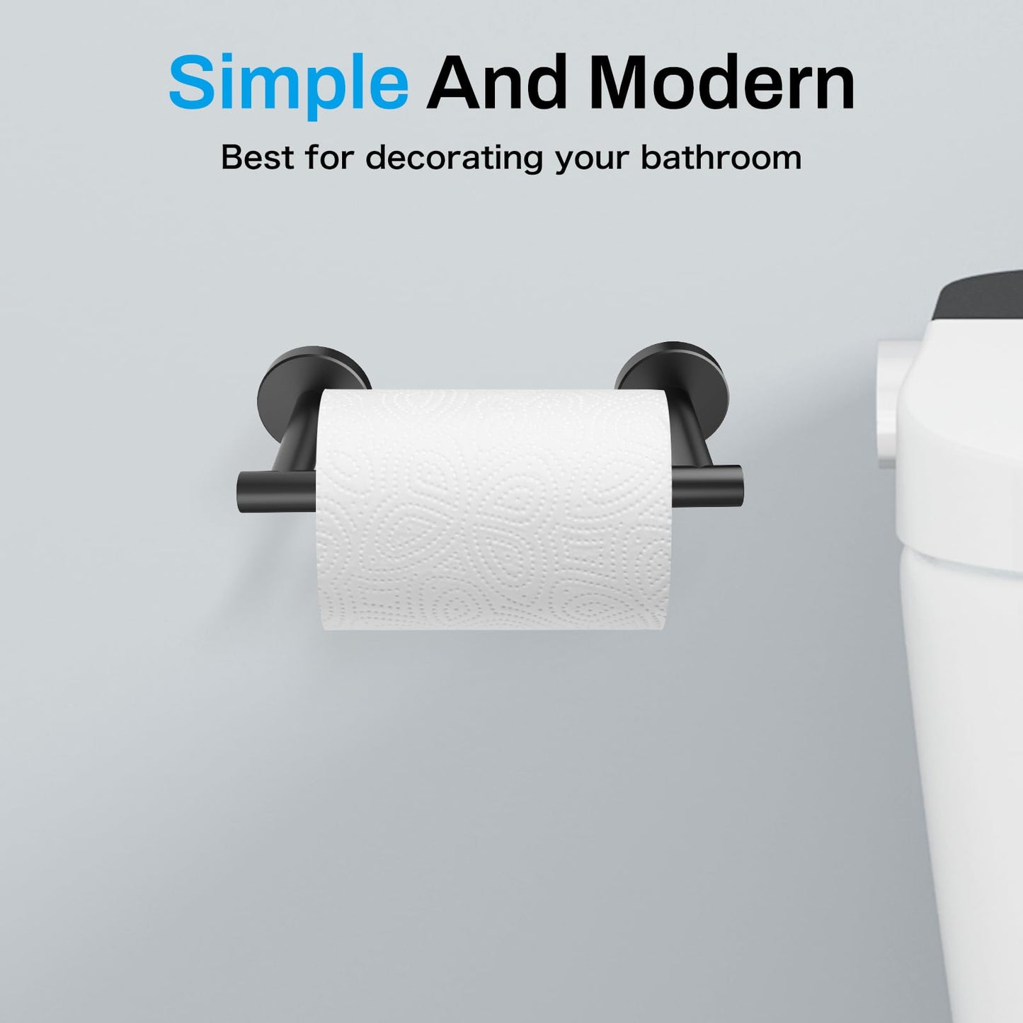 SetSail Toilet Paper Holder Wall Mount Screw-in Matte Black Bathroom Toilet Paper Roll Holders Stainless Steel Tissue Holder for Bathroom Hardware Accessories