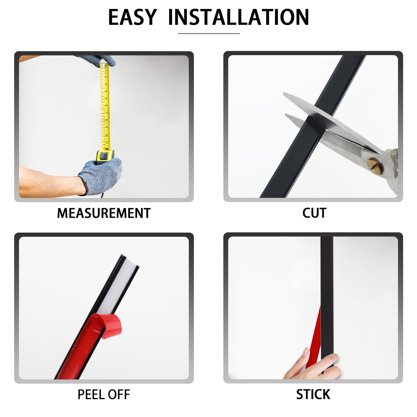 QDYMXUN Glossy Black Peel and Stick PVC Molding Trim, Flexible DIY Wall Accent Strip for Mirror Frame, Cabinet, Edges & Borders and Tiles (197''L x 0.4''W)