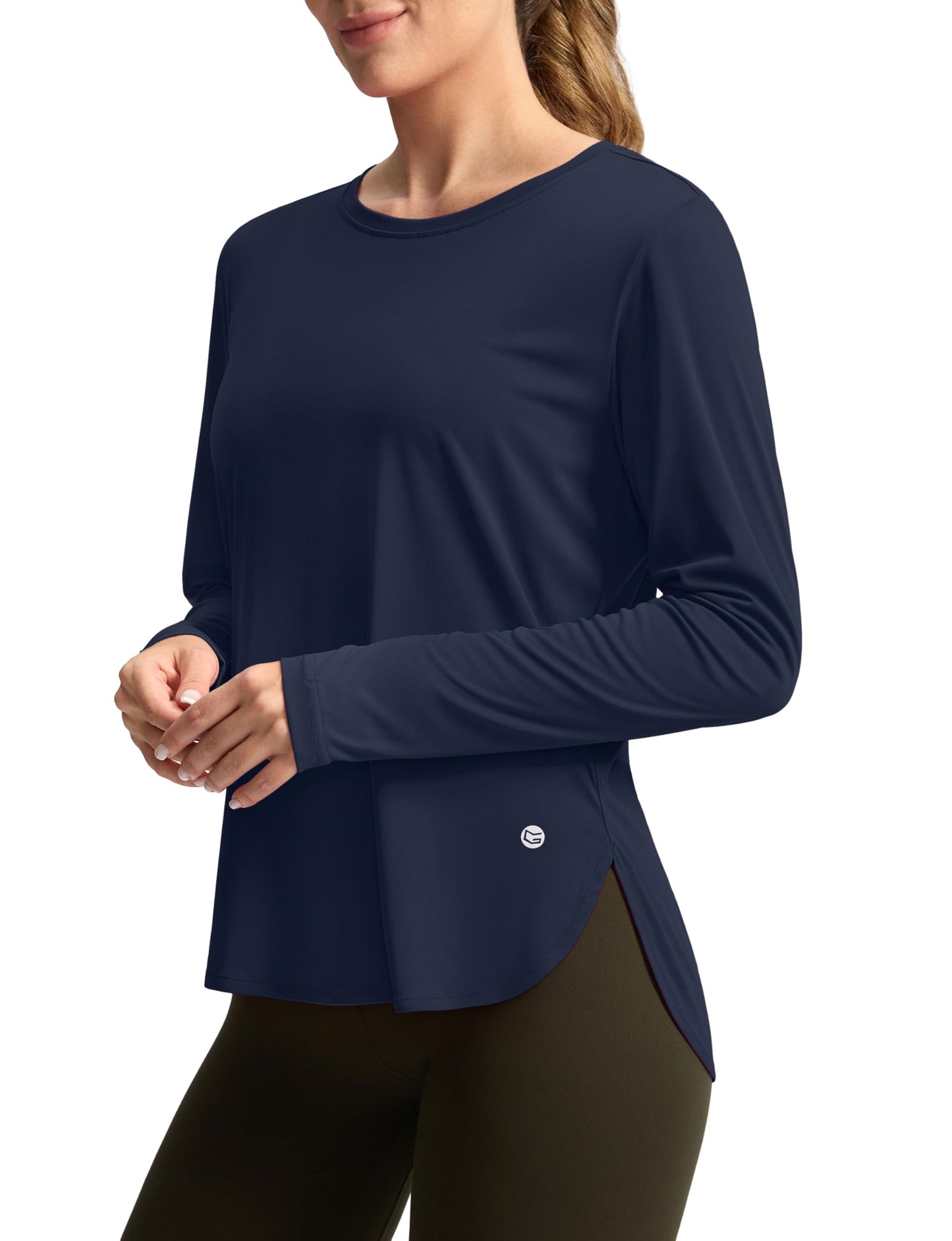 Women's Sun Shirts UPF 50+ Long Sleeve UV Protection Shirt Lightweight Quick Dry Workout Hiking Tops for Women(Navy,S)