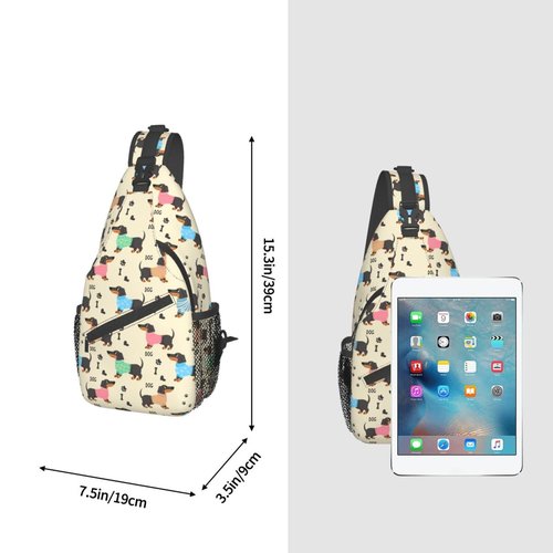 qyopvli Dachshund Sling Bag Crossbody Backpack Hiking Travel Daypack Chest Bag Lightweight Shoulder Bag For Women Men