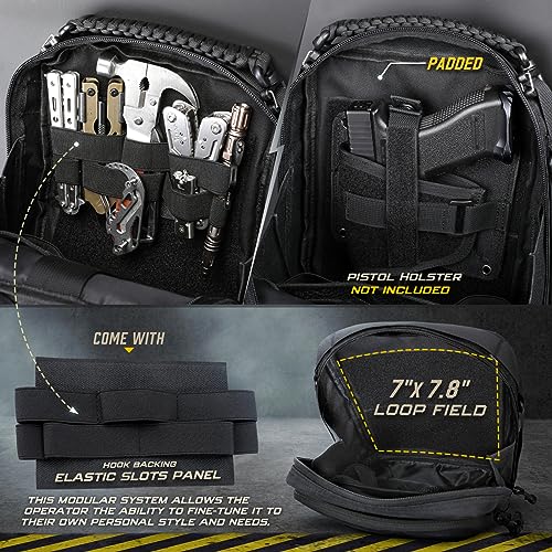 WYNEX Black Tactical Molle Admin Pouch Double Layer Design, Multi-Organization