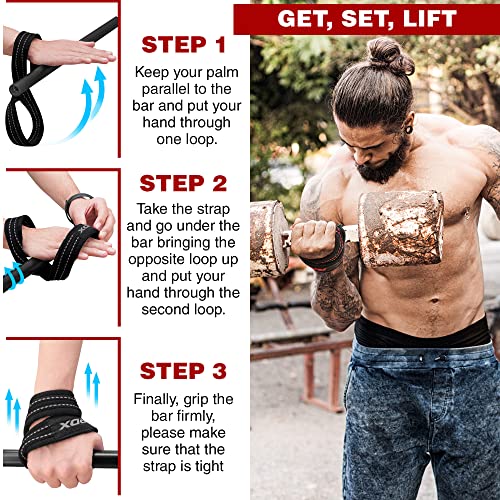 Figure 8 Weight Lifting Straps with Wrist Support - Black Gray