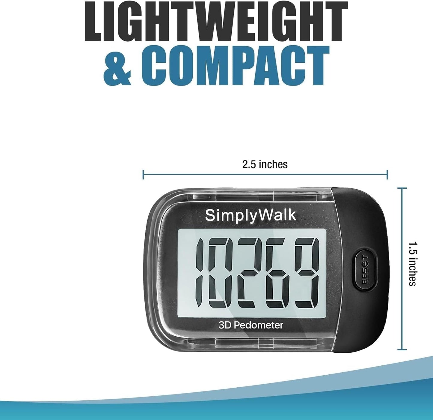 Simple Pedometer - Step Counter with Large Display for Walking | Ideal for Women, Men, Kids, Seniors