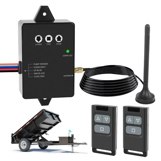 NeaLia Wireless Dump Trailer Remote Control Kit, Upgraded Dump Trailer Remote Controller 3-Wire/4-Wire, 12V Hydraulic Lift Winch Tilt Cordless Power Distribution Controller System for Hydraulic Pumps