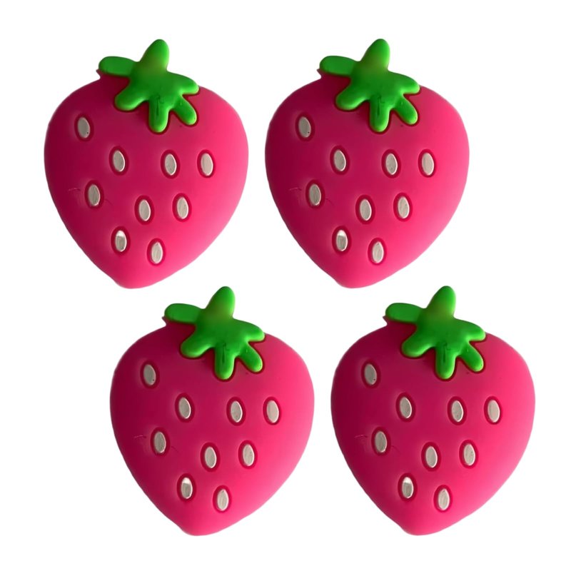 WNHNO 4Pcs Pink Strawberry Tennis Racket Vibration Dampener Soft Silicon Racket Dampener Cartoon Shape Tennis Racquet Shock Absorbers Tennis Racket for Racquetball Vibration Dampeners