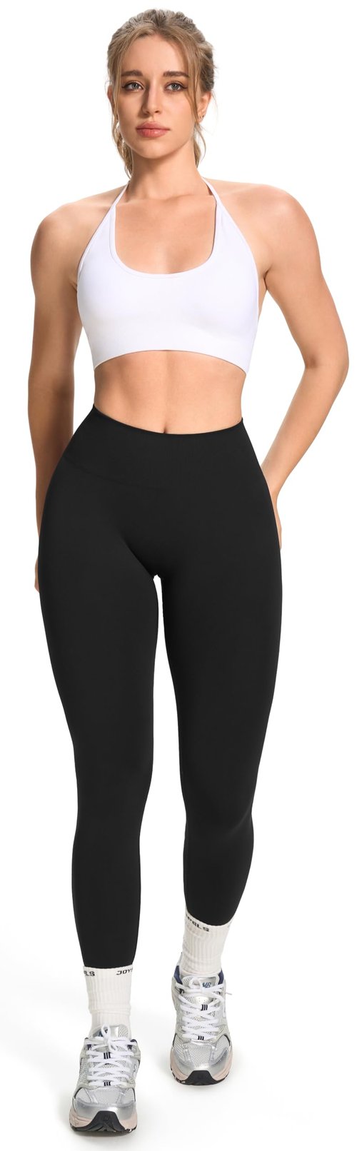 JOYSPELS SEAMX Butt Lifting Leggings for Women Workout Scrunch Gym Leggings Tummy Control High Waist Yoga Pants Seamless Black L