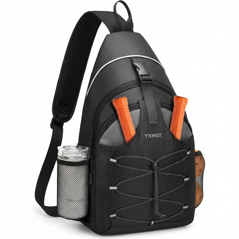 Ytonet Pickleball Bags for Men with Wet/Dry Compartment, Pickleball Paddle Bag, Water-Resistant Pickle Ball Backpack Sling Bags for Women, Black