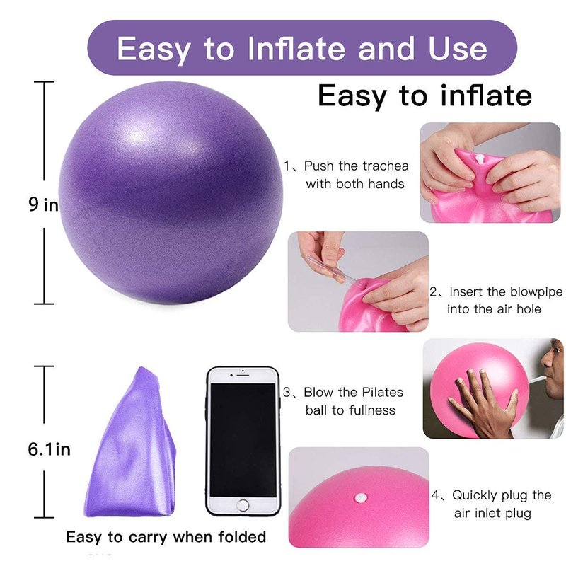 XIECCX Mini Yoga Balls 9 Inch Exercise Pilates Therapy Balance Barre Equipment for Home Stability Squishy Training PhysicalCore Training(6 PCS)
