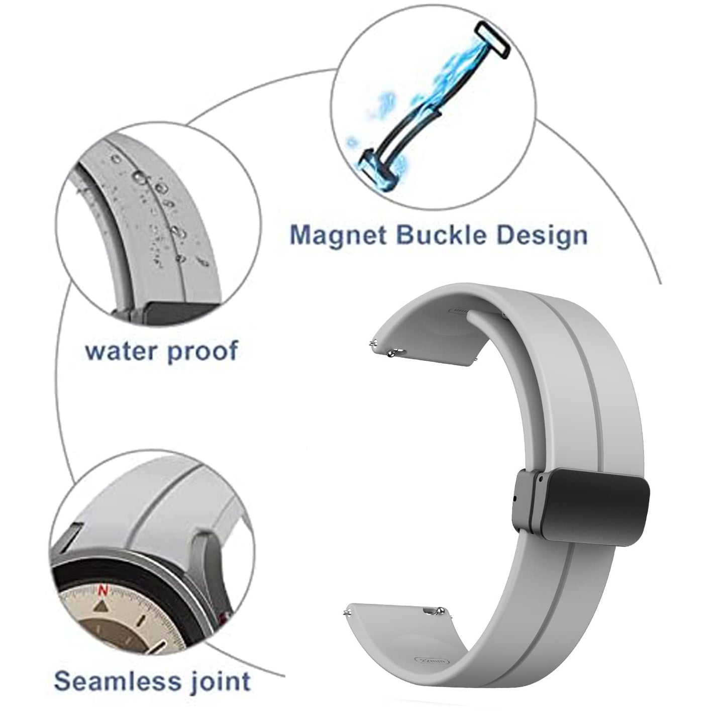 Compatible with Amazfit GTR 4 Bands, Lamshaw Soft Silicone Magnetic Buckle Sport Wristband Replacement Straps Compatible with Amazfit GTR 2 / GTR 3 / GTR 3 Pro / GTR 3 Pro Limited Edition / GTR 4 /