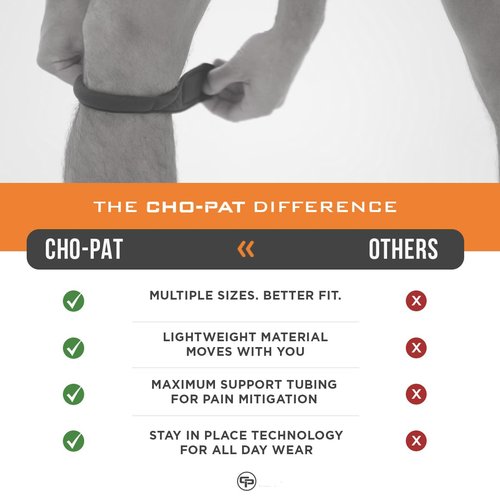 Cho-Pat Original Knee Strap, Patella Support for Runner’s Knee, Jumper’s Knee, Osgood Schlatter’s, and Chondromalacia, Black, XX-Large
