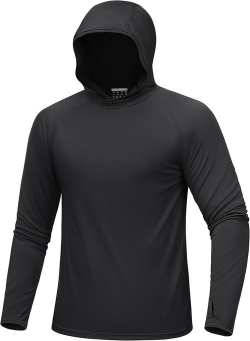 MAGCOMSEN Men's UPF 50+ Sun Protection Hoodie - Quick Dry Lightweight Long Sleeve Shirt for Fishing & Running