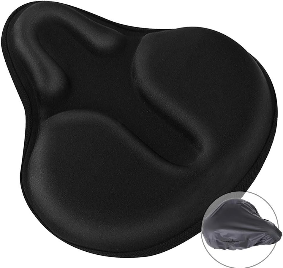 Skiennix Gel Bike Seat Cushion Cover - Comfortable & Breathable for Cruiser & Stationary Bikes | Large Size