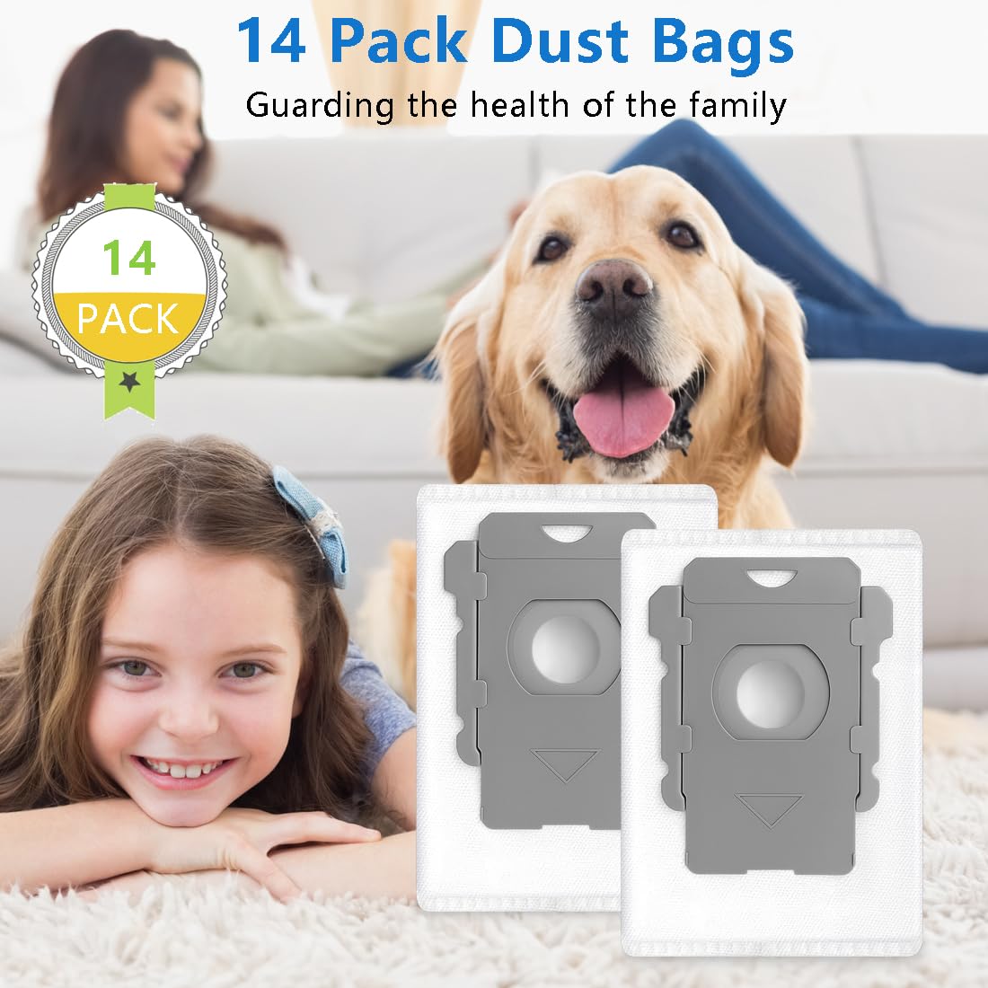 14 Pack Replacement Vacuum Bags Compatible with iRobot Roomba i & s & j Series i7, i7+, i3, i3+, i1+, i4, i4+, i6, i6+, i8, i8+, j6, j6+, j7, j7+, s9+ Combo i5, j5, j8+, j9+ Automatic Dirt Disposal