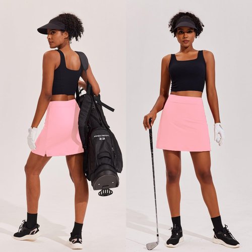Ekouaer 16“ Golf Skorts for Woman with Inner Pockets Silicone Grippers Tennis Skirt Quick Dry Athletic Pickleball Skort