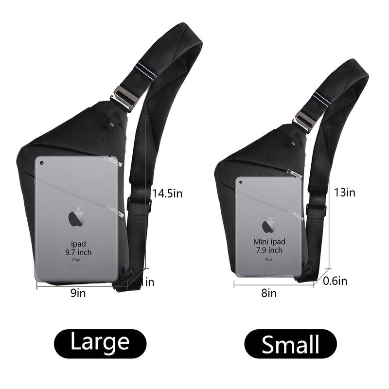 OSOCE Crossbody Sling Bag, Water-Resistant Anti Theft Chest Pack, Minimalist Commuter Daypack for Travel Hiking Work, Black, Small