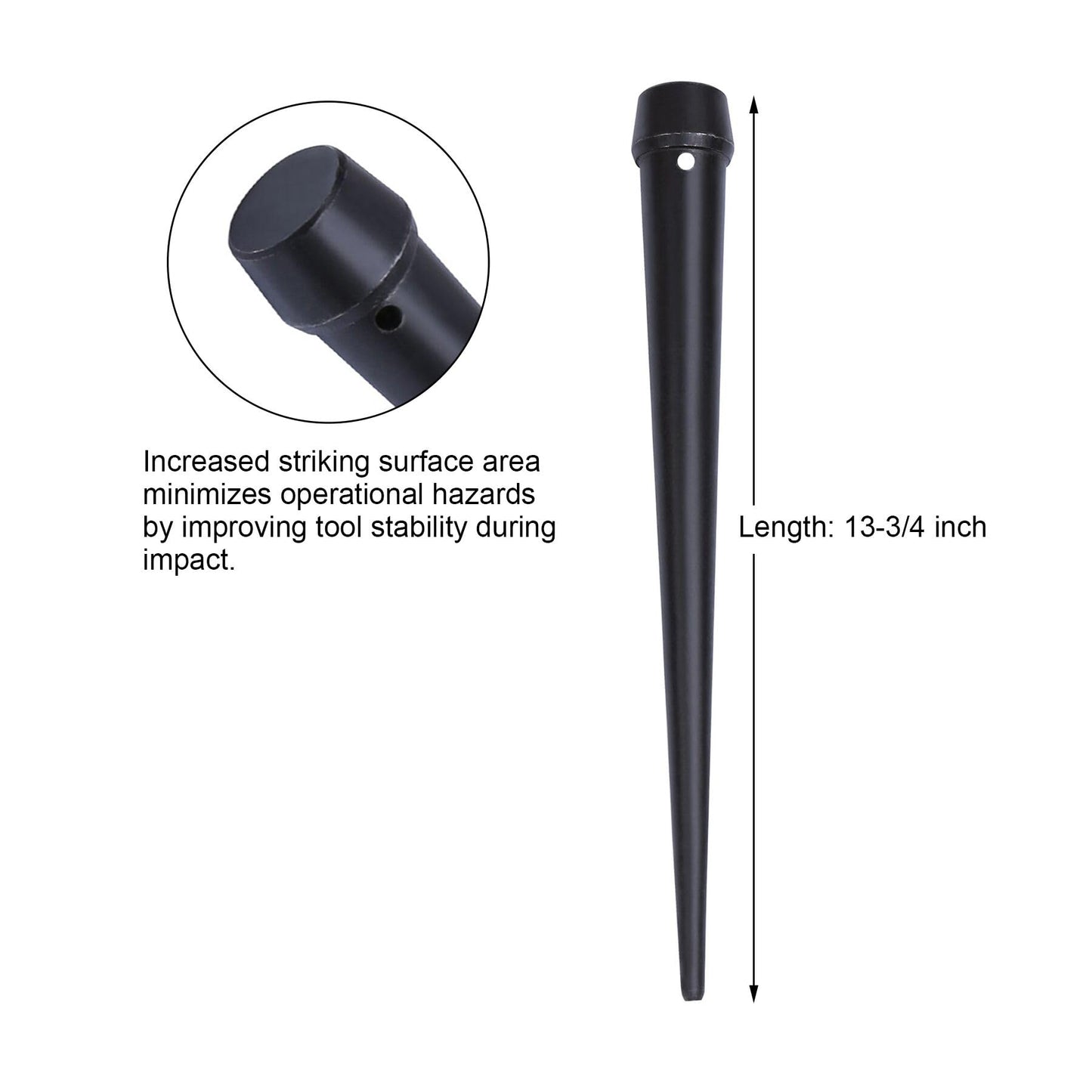 Sysarua Broad-Head Bull Pin with Hang-up Hole, 1-5/16" x 13-3/4", Heat-Treaded Steel with Black Finish