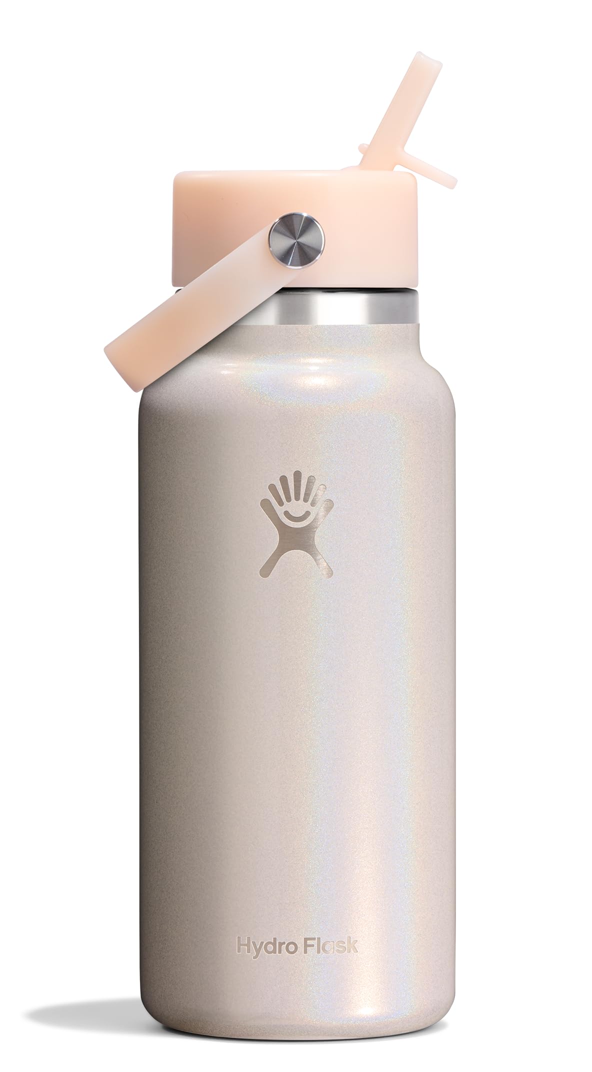 Hydro Flask Water Bottle - Insulated Stainless Steel - Wide Straw Lid, Non Spill, Leakproof in 24 Oz Glimmer Cream