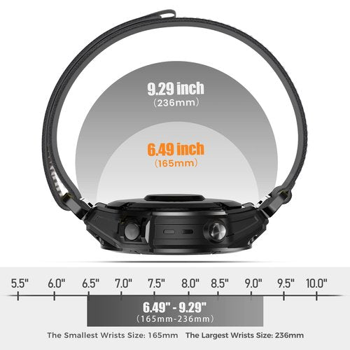 ANCOOL for Garmin Fenix 7/Fenix 6/Fenix 5 Band 22mm Quickfit Nylon Watch Bands Replacement for Fenix 7 Pro/Fenix 6 Pro/Fenix 5 Plus/Forerunner 935/945/955/Instinct 2(Black/Grey)