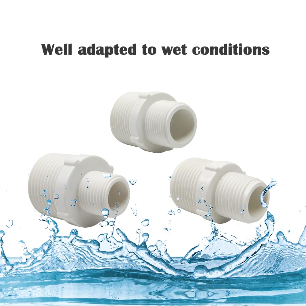 HayEastdor 9PCS 1" to 3/4" PVC Pipe Fitting Hex Nipple G1 Male X G3/4 Male Coupling Adaptor of Thread Plumbing PIPE Connection