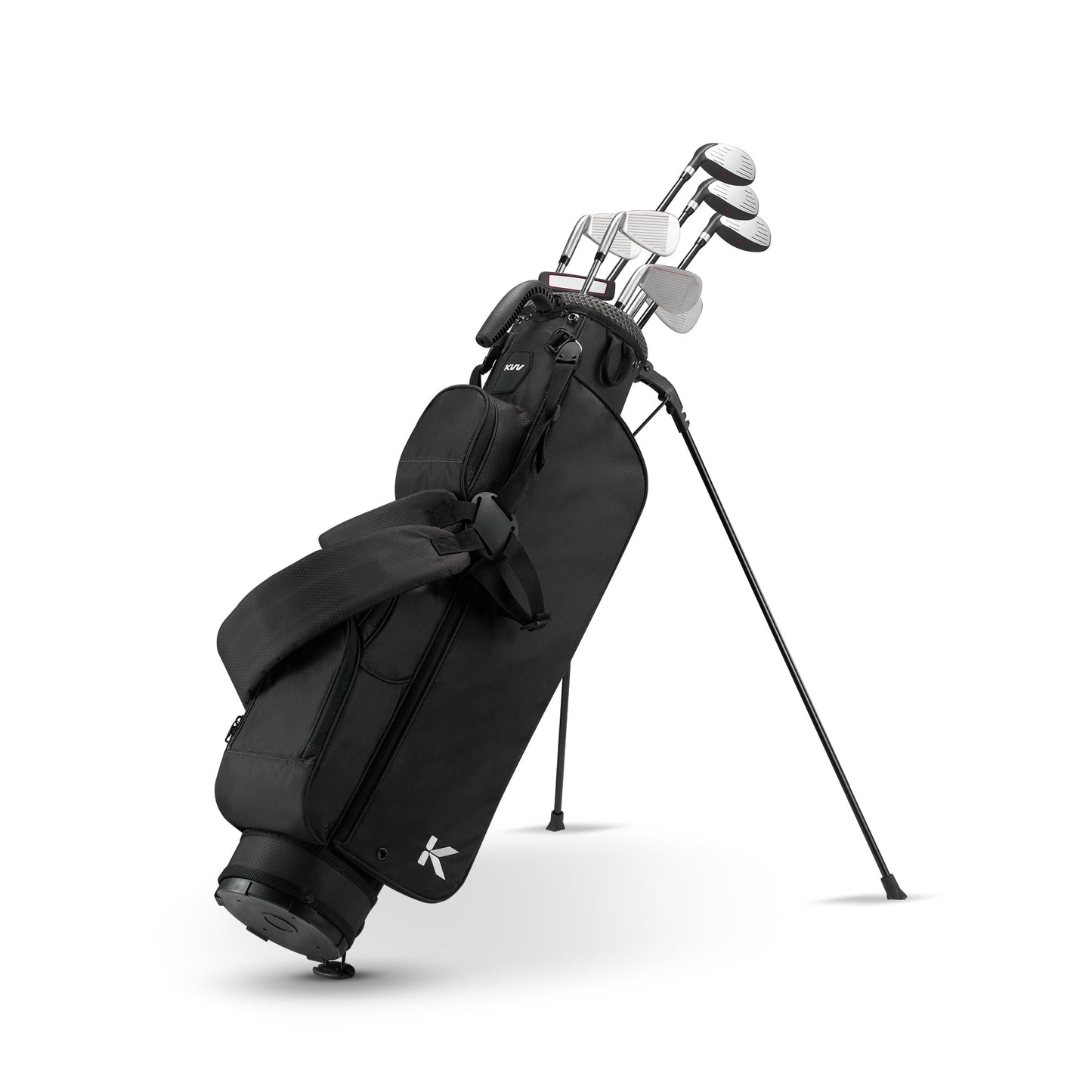 KVV Lightweight Pitch and Putt Golf Bag with Stand, Adjustable Dual Straps, Golf Stand Bag for Extra Storage in a Smaller Size(Black)
